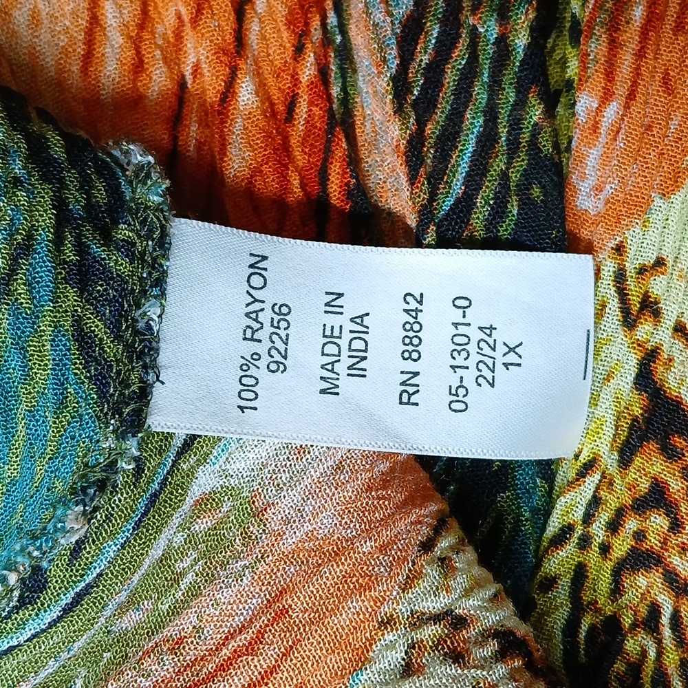 Vibrant Multicolor Gauzy Maxi Dress Size 1X - Picture 5 of 7
